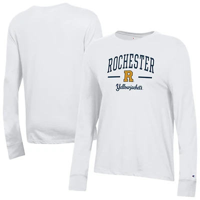 Women's Champion  White Rochester Yellow Jackets Core Long Sleeve T-Shirt