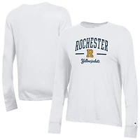 Women's Champion  White Rochester Yellow Jackets Core Long Sleeve T-Shirt