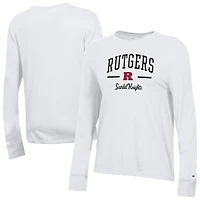 Women's Champion  White Rutgers Scarlet Knights Core Long Sleeve T-Shirt