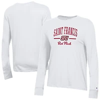 Women's Champion  White Saint Francis Red Flash Core Long Sleeve T-Shirt