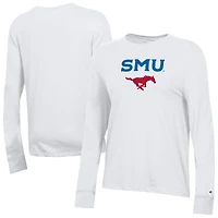 Women's Champion  White SMU Mustangs Core Long Sleeve T-Shirt
