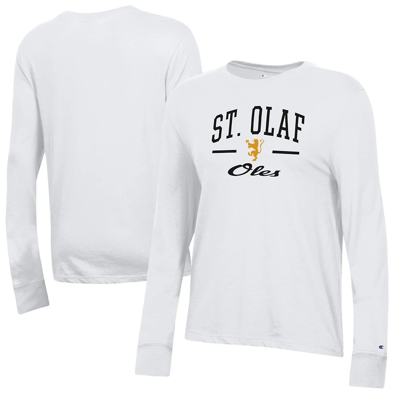 Women's Champion  White St. Olaf Oles Core Long Sleeve T-Shirt