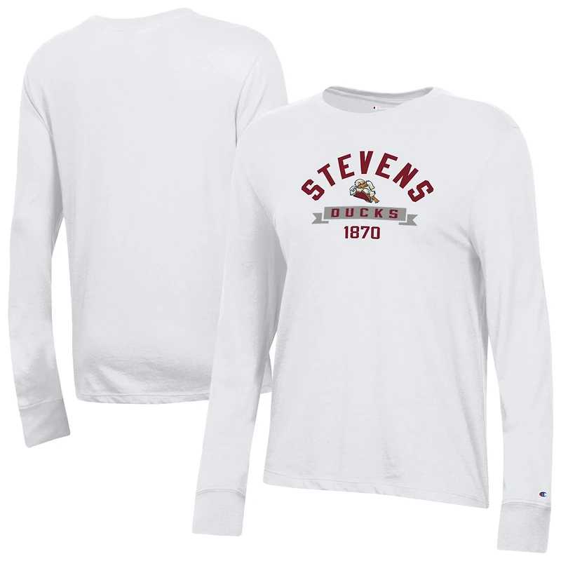 Women's Champion  White Stevens Institute of Technology Ducks Core Long Sleeve T-Shirt