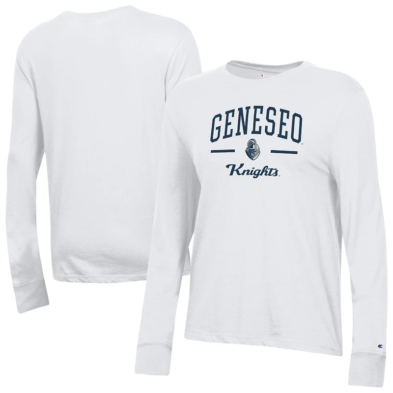 Women's Champion  White SUNY Geneseo Knights Core Long Sleeve T-Shirt