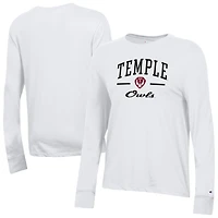 Women's Champion  White Temple Owls Core Long Sleeve T-Shirt