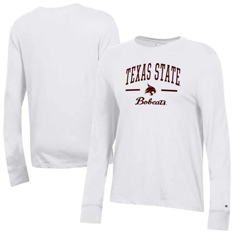 Women's Champion  White Texas State Bobcats Core Long Sleeve T-Shirt
