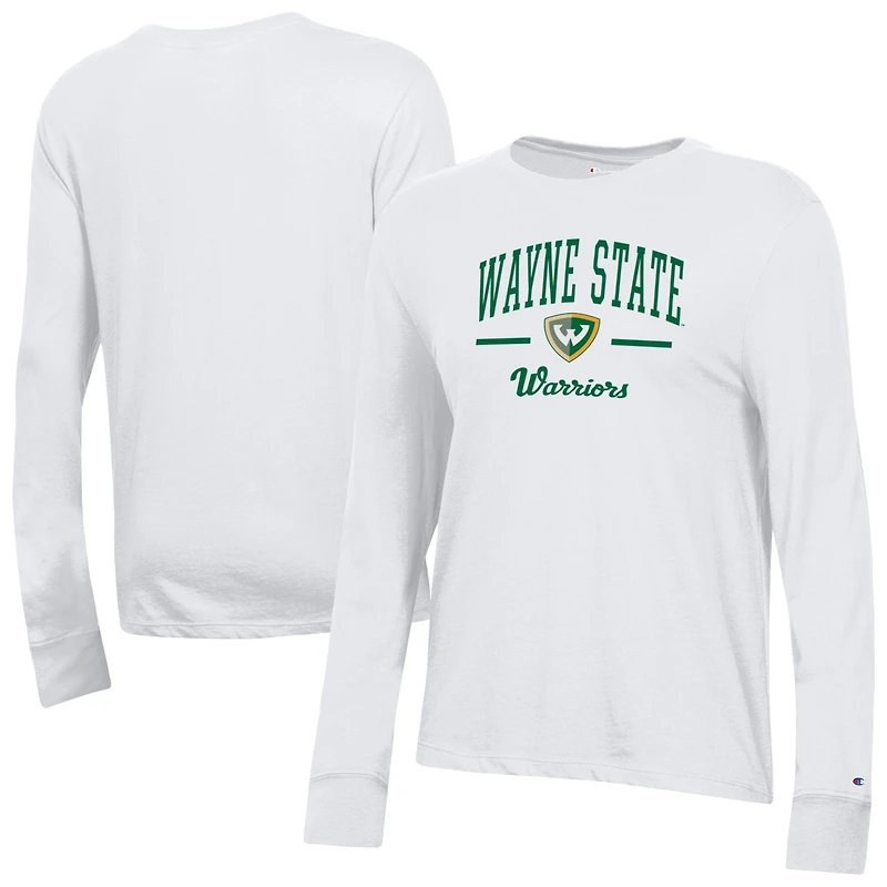 Women's Champion  White Wayne State Warriors Core Long Sleeve T-Shirt