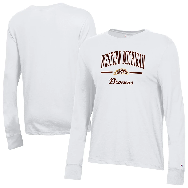 Women's Champion  White Western Michigan Broncos Core Long Sleeve T-Shirt