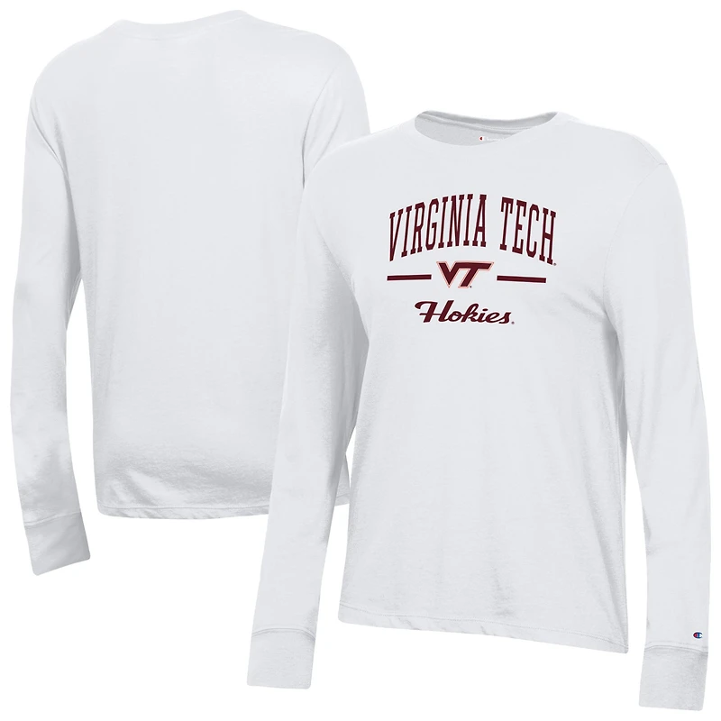 Women's Champion White Virginia Tech Hokies Core Long Sleeve T-Shirt