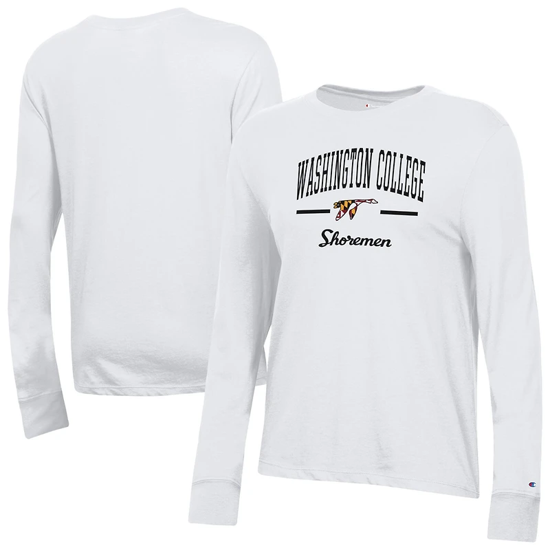 Women's Champion  White Washington College Shoremen Core Long Sleeve T-Shirt