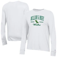 Women's Champion  White William & Mary Tribe Core Long Sleeve T-Shirt