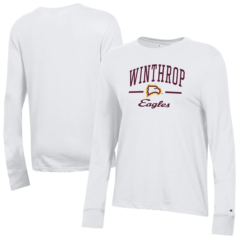 Women's Champion  White Winthrop Eagles Core Long Sleeve T-Shirt