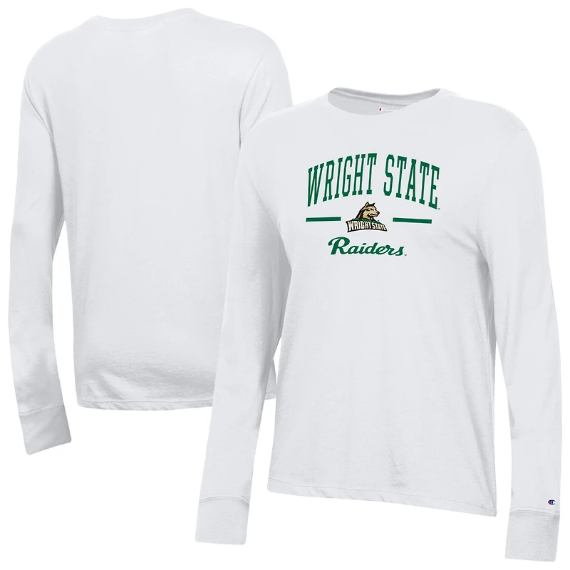 Women's Champion  White Wright State Raiders Core Long Sleeve T-Shirt