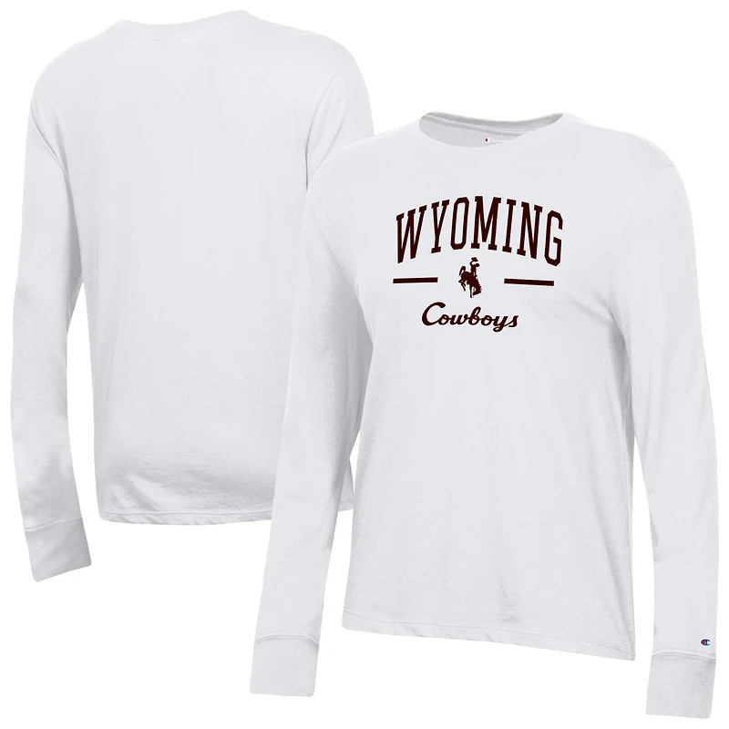 Women's Champion  White Wyoming Cowboys Core Long Sleeve T-Shirt
