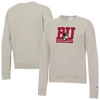 Women's Champion  Oatmeal Boston University Powerblend Pullover Sweatshirt