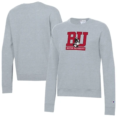 Women's Champion  Gray Boston University Powerblend Pullover Sweatshirt