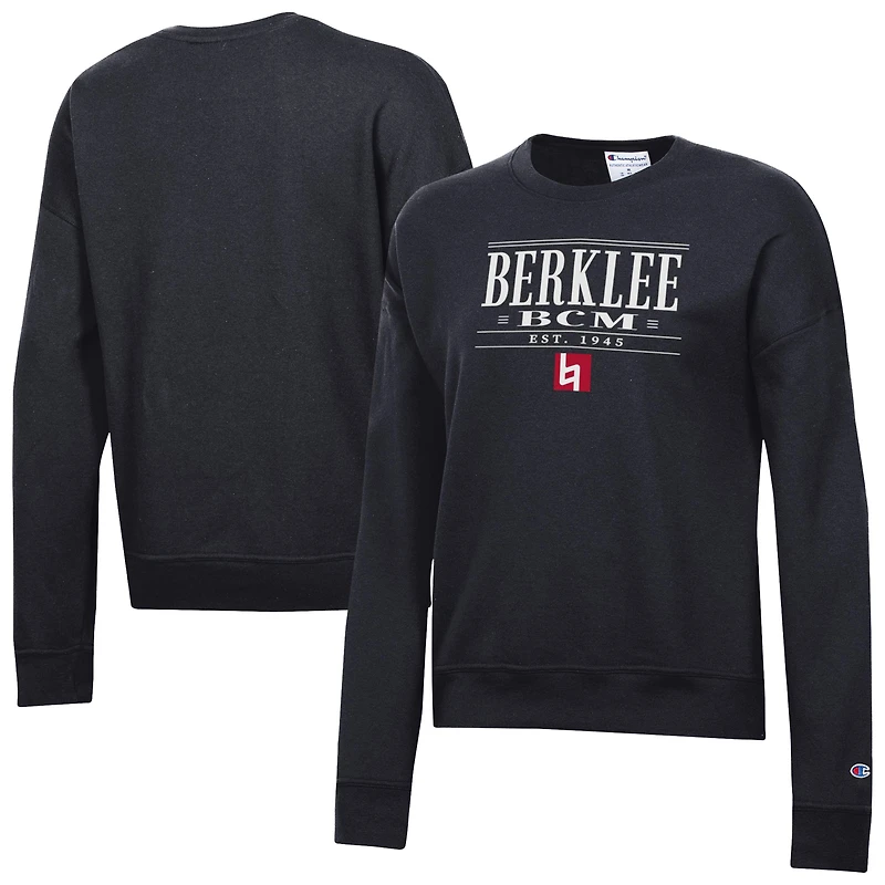 Women's Champion Black Berklee College of Music Powerblend Pullover Sweatshirt
