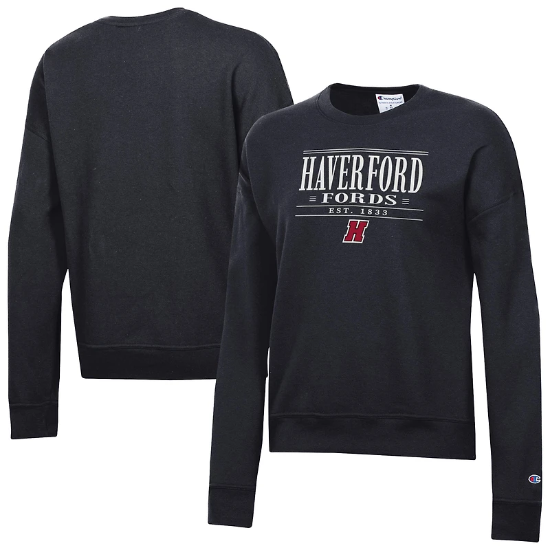 Women's Champion Black Haverford College Powerblend Pullover Sweatshirt
