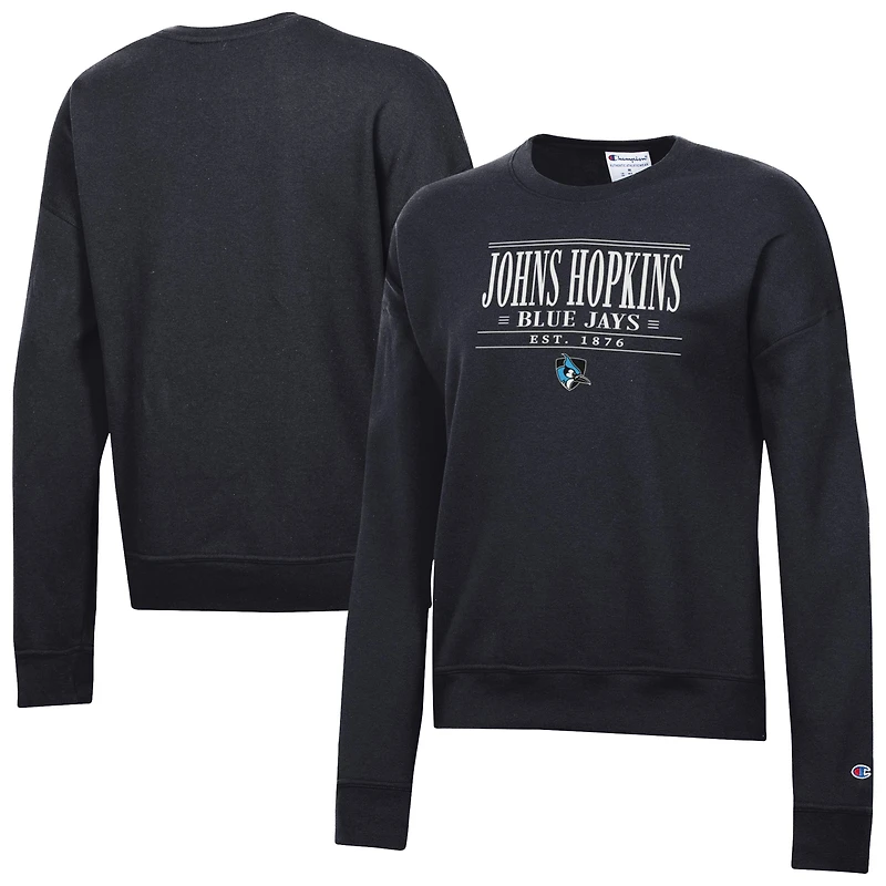 Women's Champion  Black Johns Hopkins Blue Jays Powerblend Pullover Sweatshirt