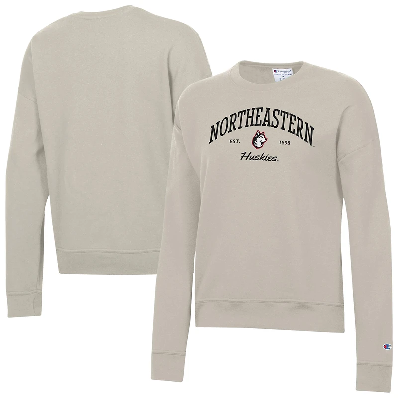 Women's Champion  Oatmeal Northeastern Huskies Powerblend Pullover Sweatshirt