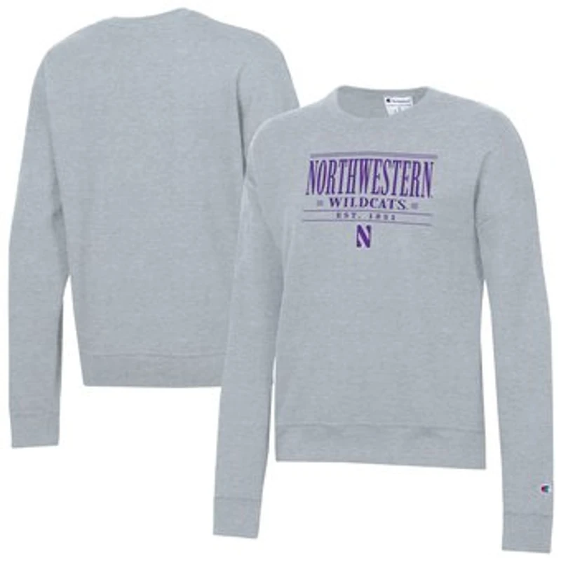 Women's Champion Gray Northwestern Wildcats Powerblend Pullover Sweatshirt