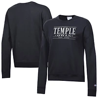 Women's Champion  Black Temple Owls Powerblend Pullover Sweatshirt
