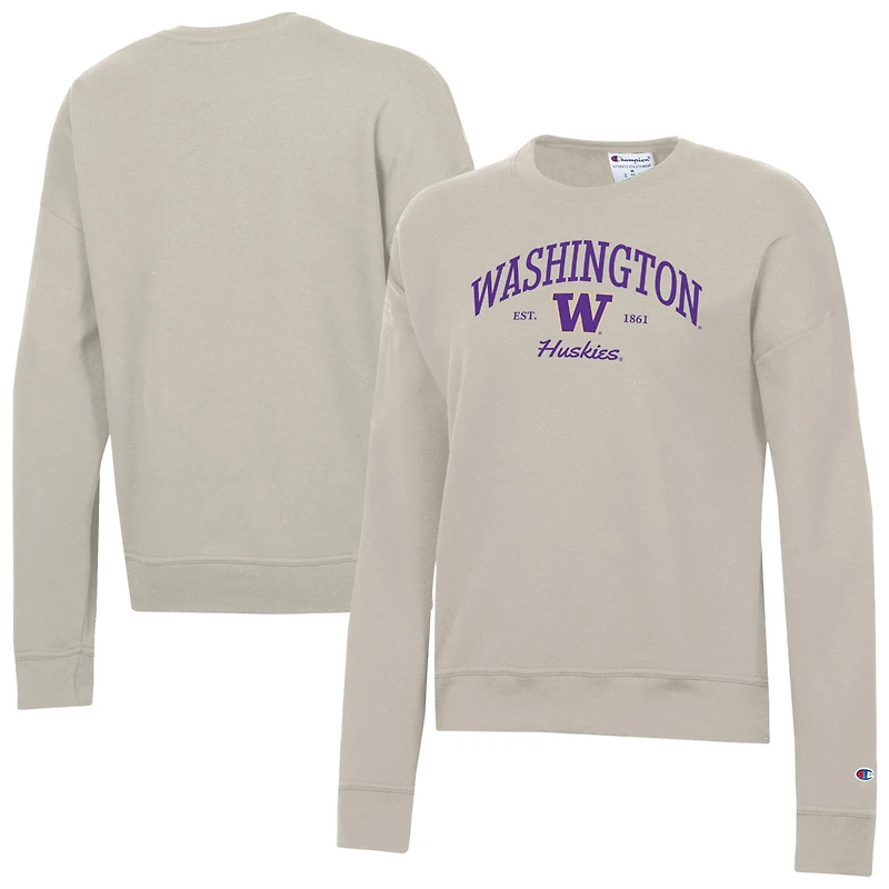 Women's Champion  Oatmeal Washington Huskies Powerblend Pullover Sweatshirt