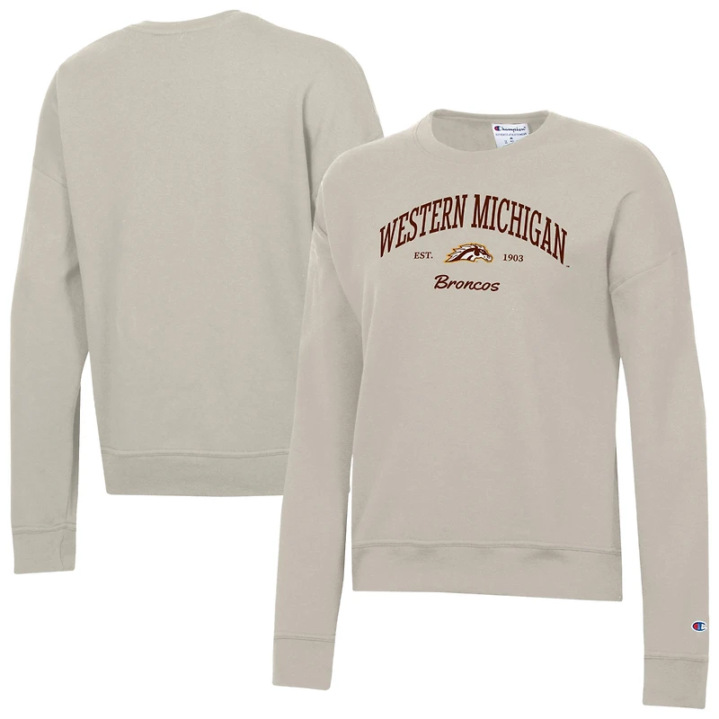 Women's Champion  Oatmeal Western Michigan Broncos Powerblend Pullover Sweatshirt