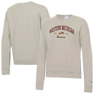 Women's Champion Oatmeal Western Michigan Broncos Powerblend Pullover Sweatshirt
