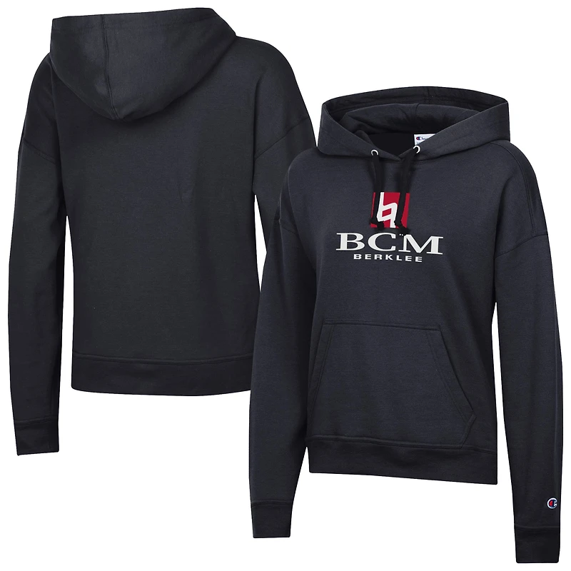 Women's Champion  Black Berklee College of Music Powerblend Fleece Pullover Hoodie