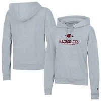 Women's Champion  Gray Arkansas Razorbacks Powerblend Fleece Pullover Hoodie
