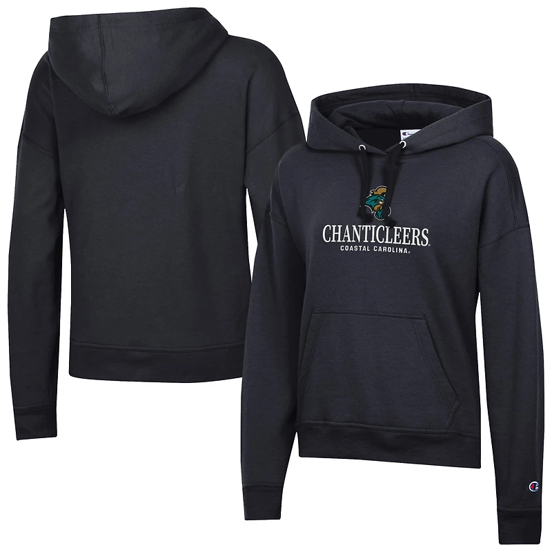 Women's Champion  Black Coastal Carolina Chanticleers Powerblend Fleece Pullover Hoodie
