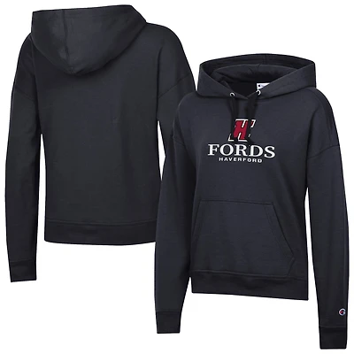 Women's Champion  Black Haverford College Powerblend Fleece Pullover Hoodie