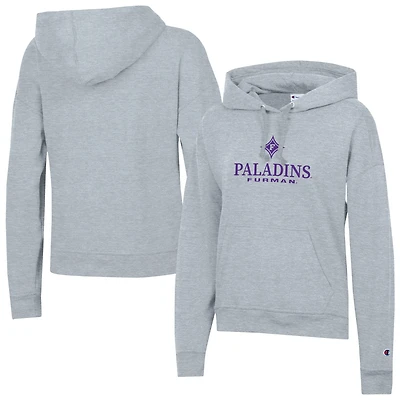 Women's Champion  Gray Furman Paladins Powerblend Fleece Pullover Hoodie