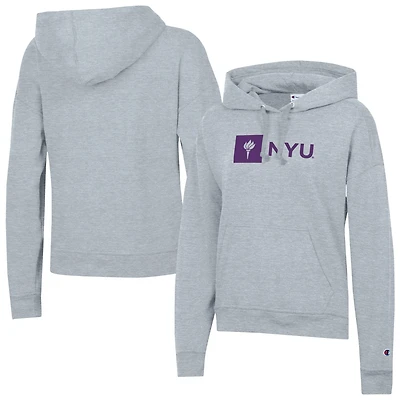 Women's Champion  Gray NYU Violets Powerblend Fleece Pullover Hoodie