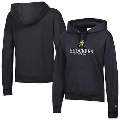 Women's Champion  Black Wichita State Shockers Powerblend Fleece Pullover Hoodie