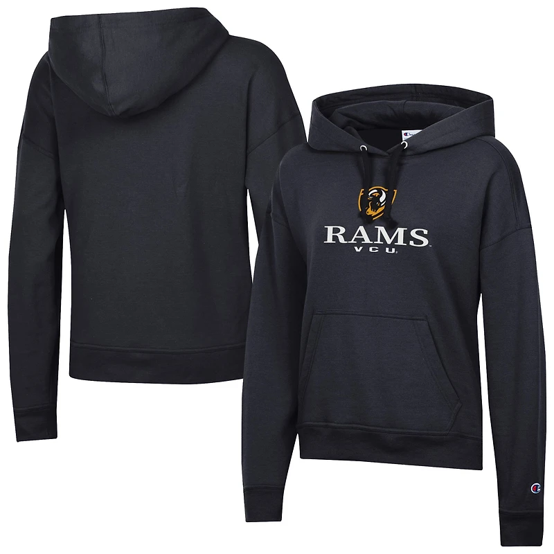 Women's Champion  Black VCU Rams Powerblend Fleece Pullover Hoodie
