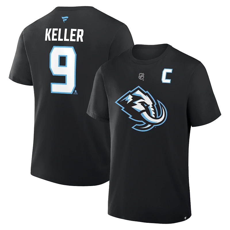Men's Fanatics Clayton Keller Black Utah Mammoth Authentic Stack Name & Number T-Shirt