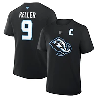 Men's Fanatics Clayton Keller Black Utah Mammoth Authentic Stack Name & Number T-Shirt