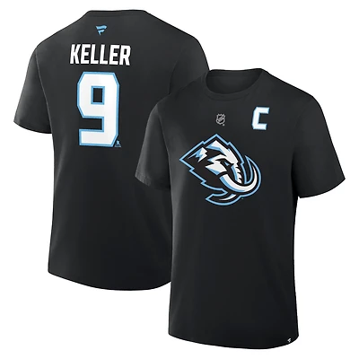 Men's Fanatics Clayton Keller Black Utah Mammoth Authentic Stack Name & Number T-Shirt