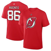 Men's Fanatics Jack Hughes New Jersey Devils Authentic Stack Name & Number T-Shirt