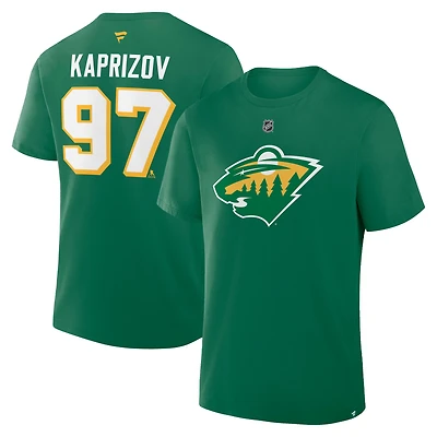 Men's Fanatics Kirill Kaprizov Kelly Green Minnesota Wild Authentic Stack Name & Number T-Shirt