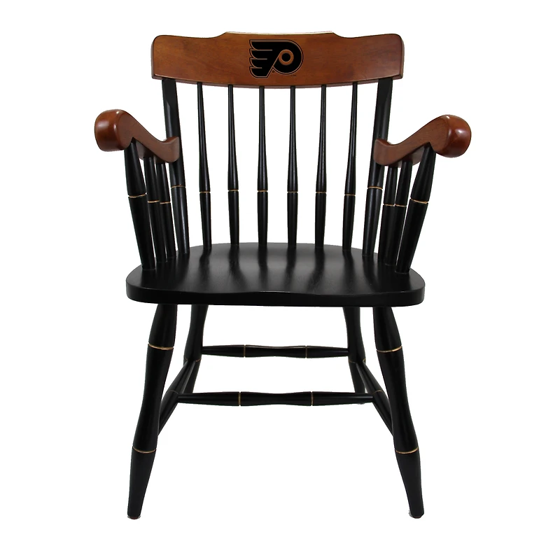 Black Philadelphia Flyers Captain's Chair with Cherry Arms & Crown