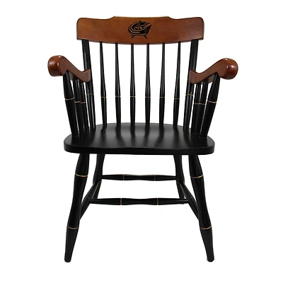 Black Columbus Blue Jackets Captain's Chair with Cherry Arms & Crown