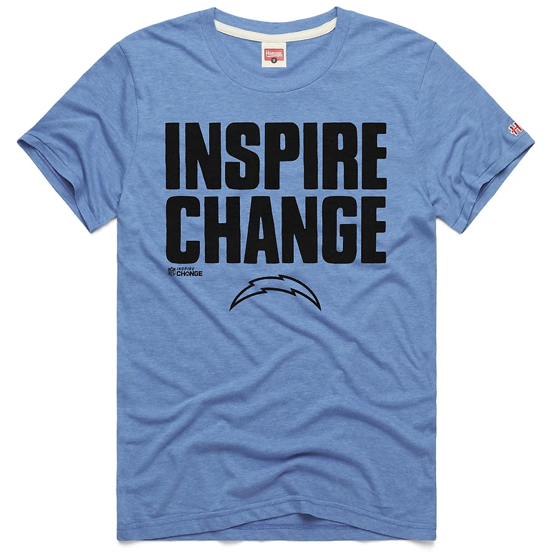 Unisex Homage Light Blue Los Angeles Chargers 2024 Inspire Change Tri-Blend T-Shirt