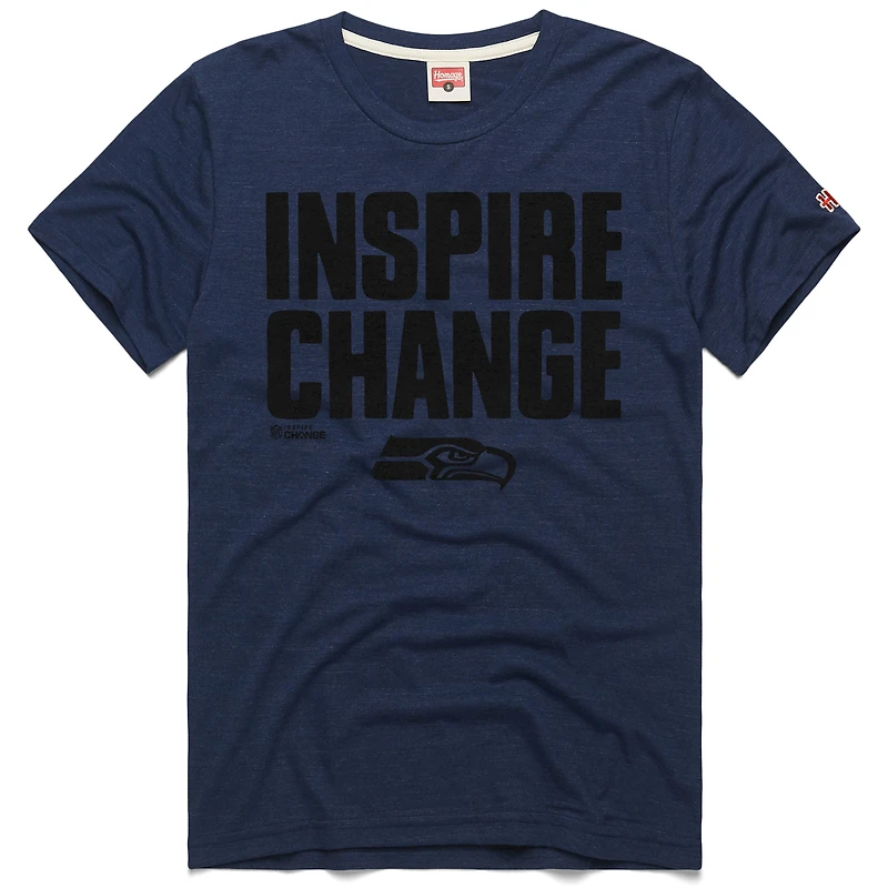 Unisex Homage College Navy Seattle Seahawks 2024 Inspire Change Tri-Blend T-Shirt