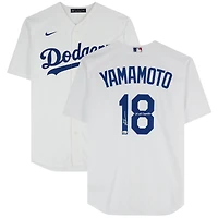 Yoshinobu Yamamoto Los Angeles Dodgers Autographed 2024 World Series Champions White Nike Replica Jersey with "24 WS Champs" Inscription