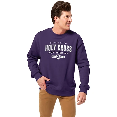 Men's League Collegiate Wear Purple Holy Cross Crusaders Essentials 2.0 Pullover Sweatshirt