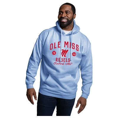 Men's League Collegiate Wear  Powder Blue Ole Miss Rebels Essentials 2.0 Fleece Pullover Hoodie