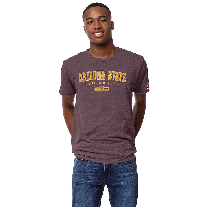 Men's League Collegiate Wear Heather Maroon Arizona State Sun Devils Victory Falls Tri-Blend T-Shirt